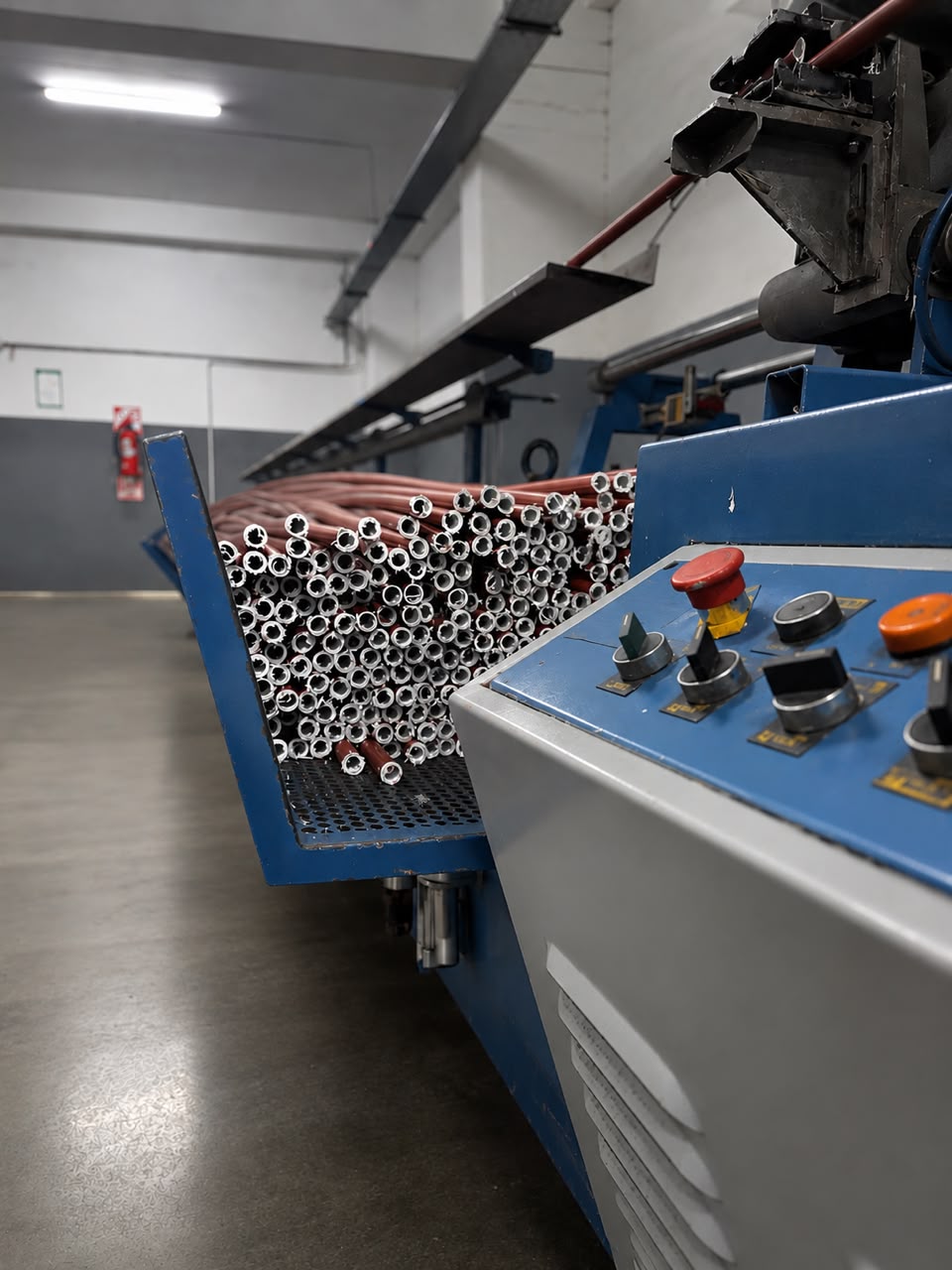 Máquina de extrusión de IGUADUC produciendo tubos de polipropileno en la fábrica
